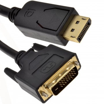 DisplayPort Plug to DVI-D 24+1 Male Plug Digital Video Cable GOLD 5m