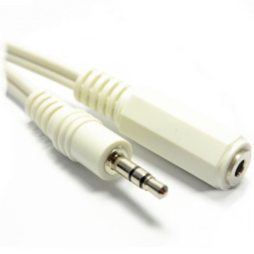 WHITE 3.5mm Stereo Jack Socket to 3.5mm Plug Headphone Extension Cable GOLD  2m