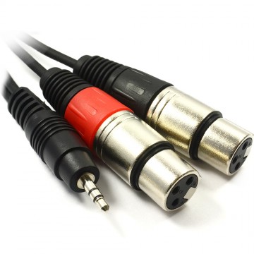 Pulse 3.5mm Jack Plug to 2 x XLR Sockets For PC Stereo to Mixer 3m