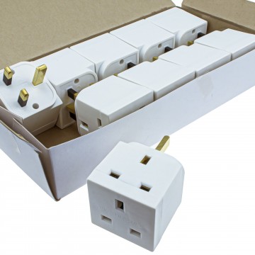 [10 Pack] 2 Way Block Socket Adapter Power Splitter for UK 13A Mains Plugs