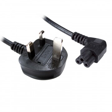 Power Cord UK Plug to Right Angle C5 Clover Leaf Lead 1.8m Cable