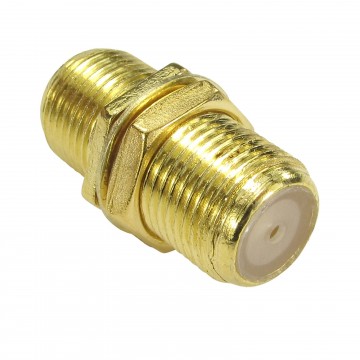 F Type Connector Coupler Join Satellite Virgin Cables with Nut GOLD