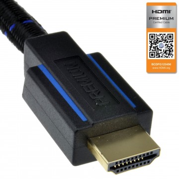 Premium CERTIFIED UHD 4K HDR HDMI 2.0b Braided Cable Black 5m