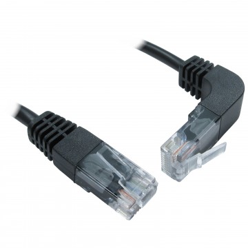 Cat5e Copper RJ45 Straight to Right Angle Plug UP Ethernet Network Cable 1m