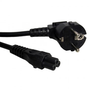 Clover Leaf Male C5 Plug to Euro Schuko Right Angle Plug Mains Power Cable 2m