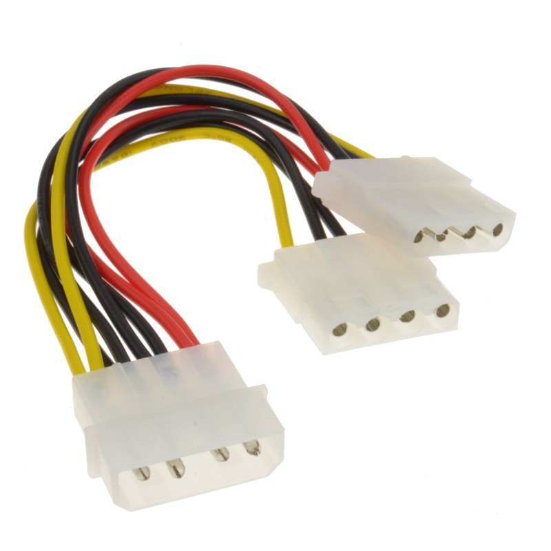 Internal PC 4 pin Power Splitter 2 way Cable LP4 Molex 1 to 2 Lead 15cm