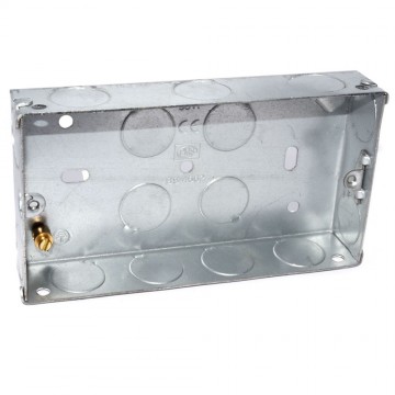 Flush Double Galvanised Steel Back Box With Fixed Lugs 25mm
