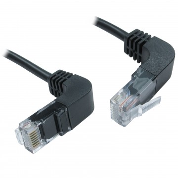 Cat5e Copper RJ45 Right Angle to Right Angle Plug Ethernet Network Cable 1m