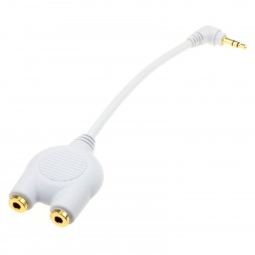 3.5mm Right Angle Stereo Jack Headphone Splitter Cable White Lead GOLD