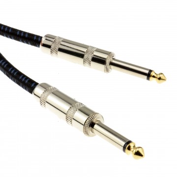 6.35mm Mono Braided Instrument Cable Blue & Black Guitar Audio Lead 3m