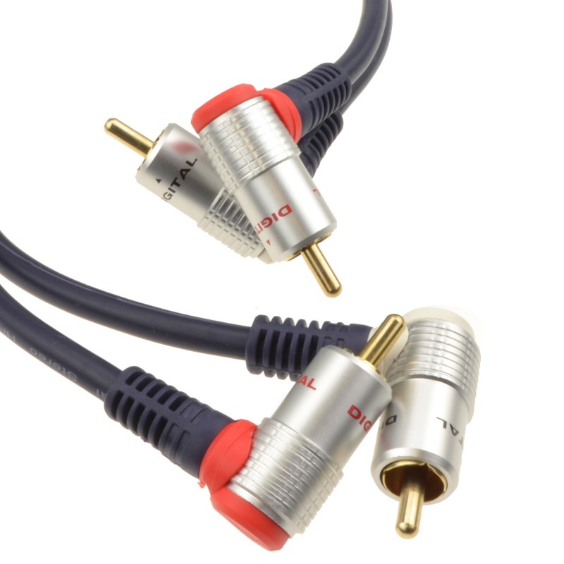 Pure OFC RIGHT ANGLED 2 x RCA Phonos to Phono OFC Cable 1.5m