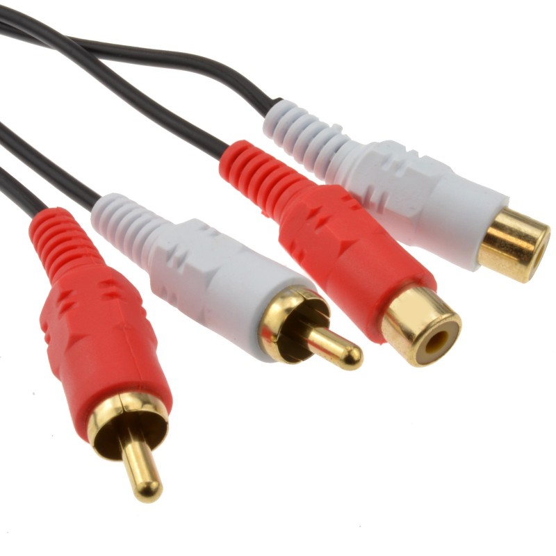 RCA Phono Twin Plugs to Sockets EXTENSION CABLE Audio Lead GOLD  0.5m