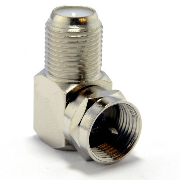 F Type Satellite Socket to Right Angle Male Plug Coupler Adapter