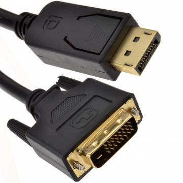 DisplayPort Plug to DVI-D 24+1 Male Plug Digital Video Cable GOLD 2m