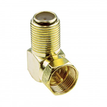 F Type Satellite Socket to Right Angle Male Plug Coupler Adapter GOLD