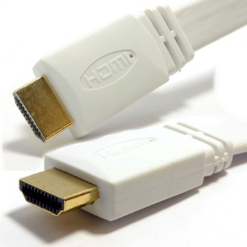FLAT HDMI 4K 60Hz High Speed Cable LCD LED UHD/HD TV Lead Gold   1m WHITE
