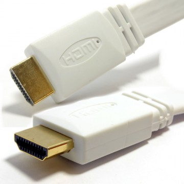 FLAT HDMI 4K 60Hz High Speed Cable LCD LED UHD/HD TV Lead Gold  2m WHITE