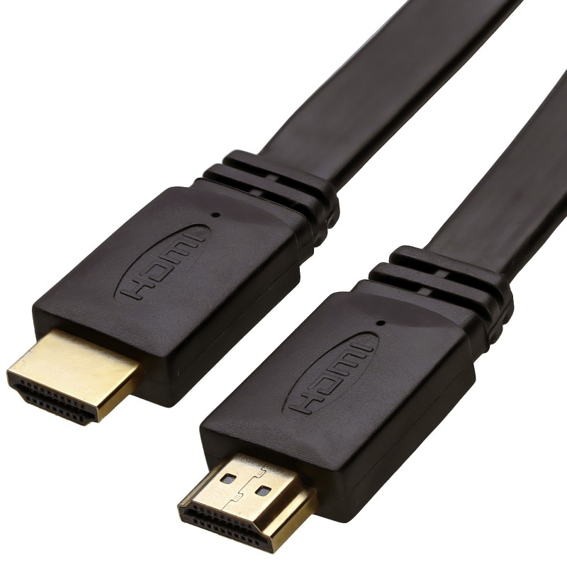 FLAT HDMI 4K 60Hz High Speed Cable LCD LED UHD/HD TV Lead Gold  1.8m Black
