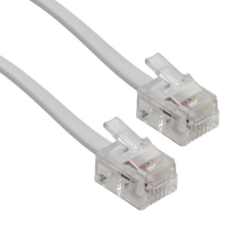 ADSL Broadband Modem Cable RJ11 to RJ11 Phone Socket to Router White  0.5m 50cm
