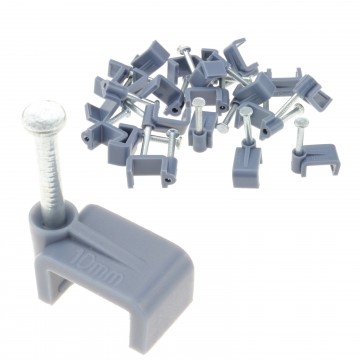 Grey FLAT 10mm Cable Clips Twin & Earth 2.5mm Core Cables Pack of 20