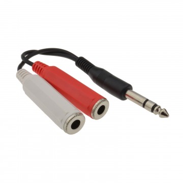 6.35mm Stereo Jack Plug to Twin 6.35mm Stereo Jack Sockets Adapter