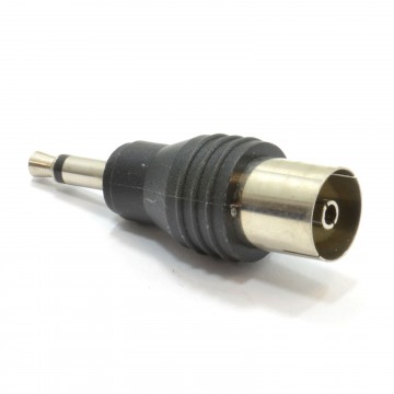 RF Push Type Female Coax Socket to 3.5mm Mono Jack Plug Adapter
