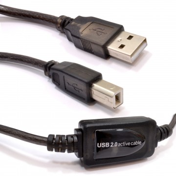 USB 2.0 Active Lead A Male to B Type Printer Plug Boosted Cable 20m