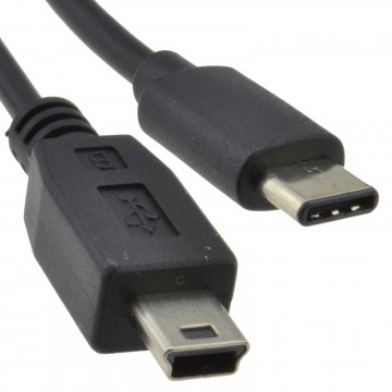USB Type C Male Plug to MINI B Data Sync & Charge Cable Black 1m