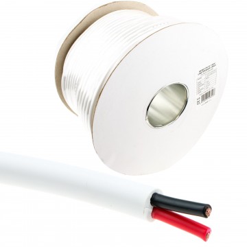 100V Heavy Duty Twin Core Speaker Cable 2x45x0.18mm 15A White 100m