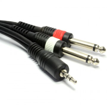 PULSE Shielded 3.5mm Stereo Jack to 2 x 6.35mm Mono Jack Cable 30cm