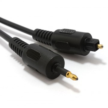 Black Audio Cable TOSlink Plug to MINI-TOSLink OPTICAL 3.5mm Jack  1m