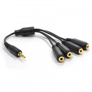 4 Way Jack Splitter 3.5mm Stereo Jack Plug to FOUR Sockets Cable 20cm