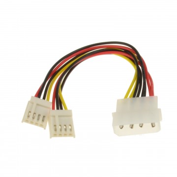Power Splitter Cable - 4 pin Molex to 2 x 4 pin (Floppy) Plugs