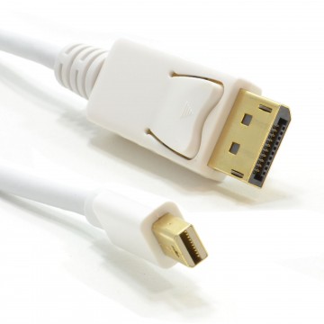 Mini-DisplayPort Male Plug to Display Port Plug Monitor Cable White 1m