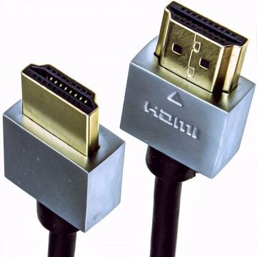 Ultra Slim Low Profile HDMI High Speed Cable Gold for HD TV Metal Ends 1m