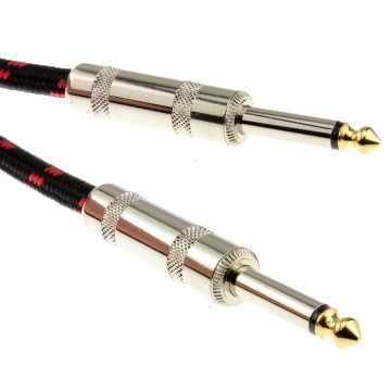 6.35mm Mono Braided Instrument Cable Red & Black Guitar Audio Lead 3m