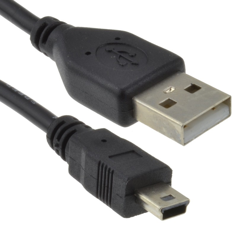 USB 2.0 24AWG Hi-Speed A to mini-B 5 pin Cable Power & Data Lead