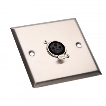 XLR 3 Pin Socket Stainless Steel Wall Faceplate with Release 85x85mm
