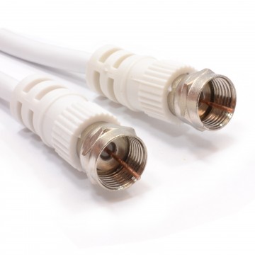 Satellite F Connector Plug to Plug 75 ohm RG59 Cable White Lead 15m