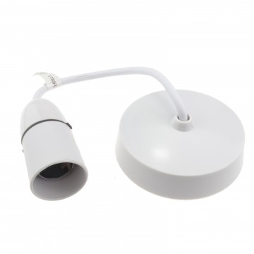 Ceiling Pendant BC Lamp Holder 85mm 6inch/25cm Drop T2 Rated White