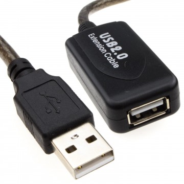 USB 2.0 Hi-Speed Active Repeater Extension Cable A Plug to A Socket Lead  5m