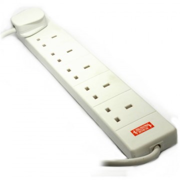 Surge Protected 6 Gang Way Mains Extension Socket UK 13A White  5m