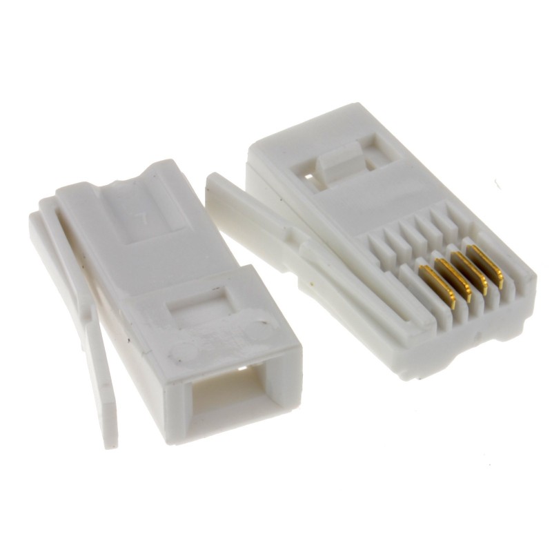 BT 431A Telephone Line 4 Contacts Crimp Plugs Connector Ends [10 Pack]