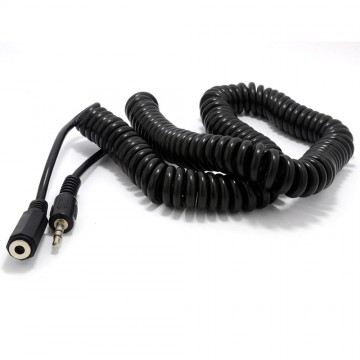 COILED 3.5mm Stereo Jack to Socket Headphone Extension Cable Lead 5m