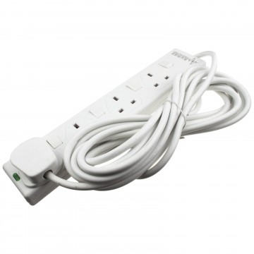 Surge Protected 4 Gang SWITCHED Extension Mains Power Lead 5m