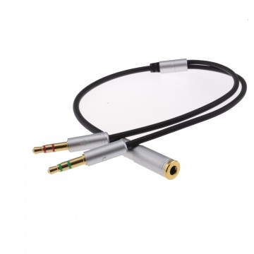 PRO 4 Pole Adapter Cable to Separate Headphone and Mic Sockets 3.5mm