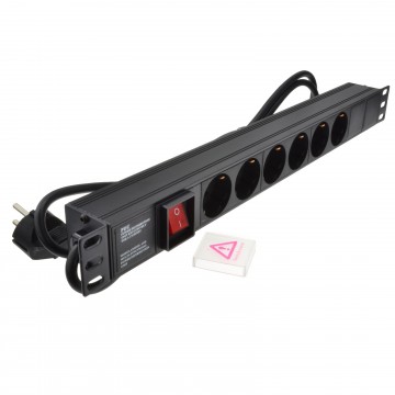 PDU Schuko Sockets 6 Way with Euro Plug Power Distribution Unit Horizontal 1.8m