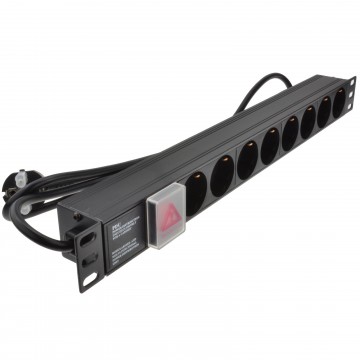 PDU Schuko Sockets 8 Way with  Euro Plug Power Distribution Unit Horizontal 1.8m