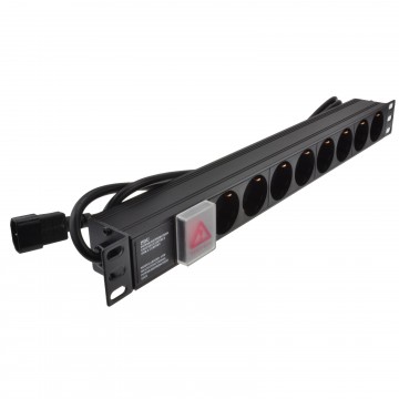 PDU Schuko Sockets 8 Way with  C14 IEC Power Distribution Unit Horizontal 1.8m