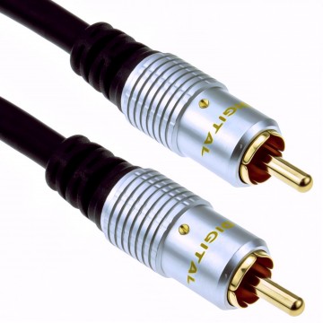 Pure OFC Digital Audio or Composite Cable Phono Plug to Plug Gold 10m